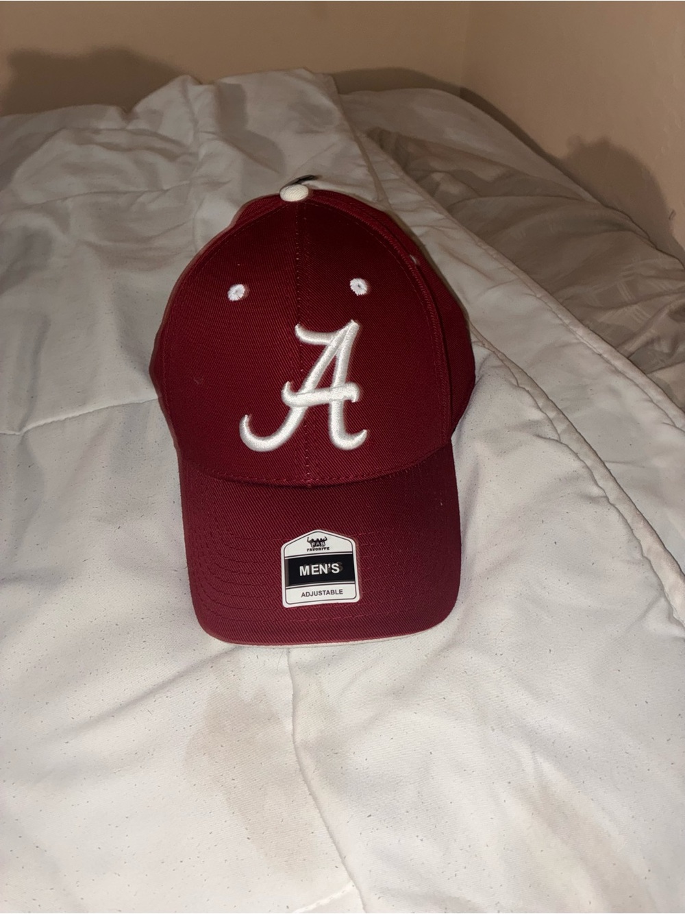 Men's Adjustable Maroon Hat with White Embroidered 'A' Accent